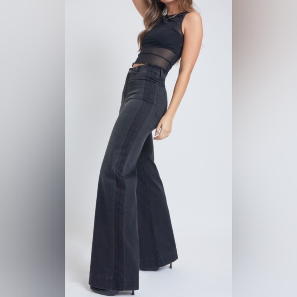 Wide Leg Jean Patch Packet And Shadow Panel Black New